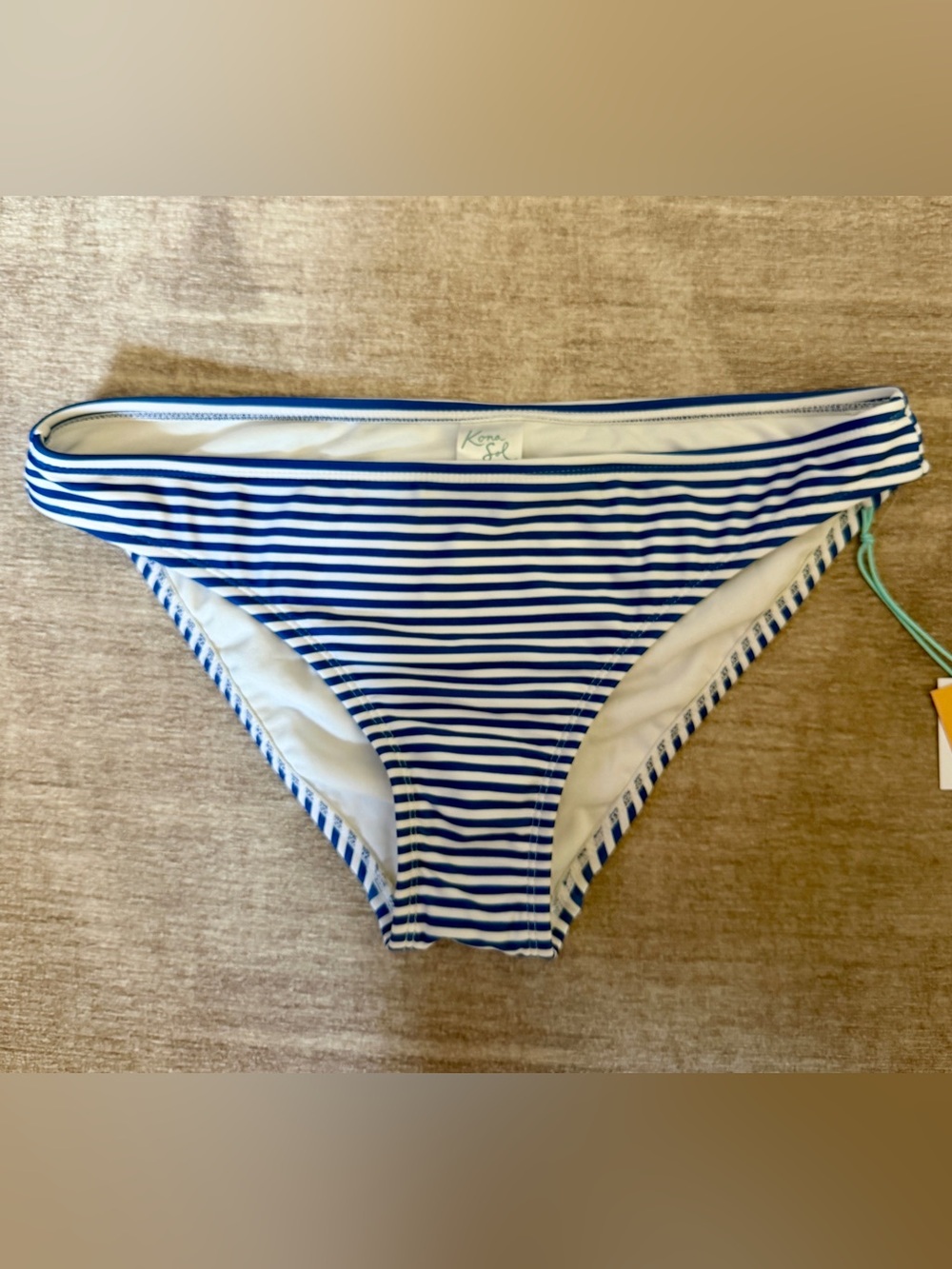Kona Sol White Bikini Bottom with Teal Logo